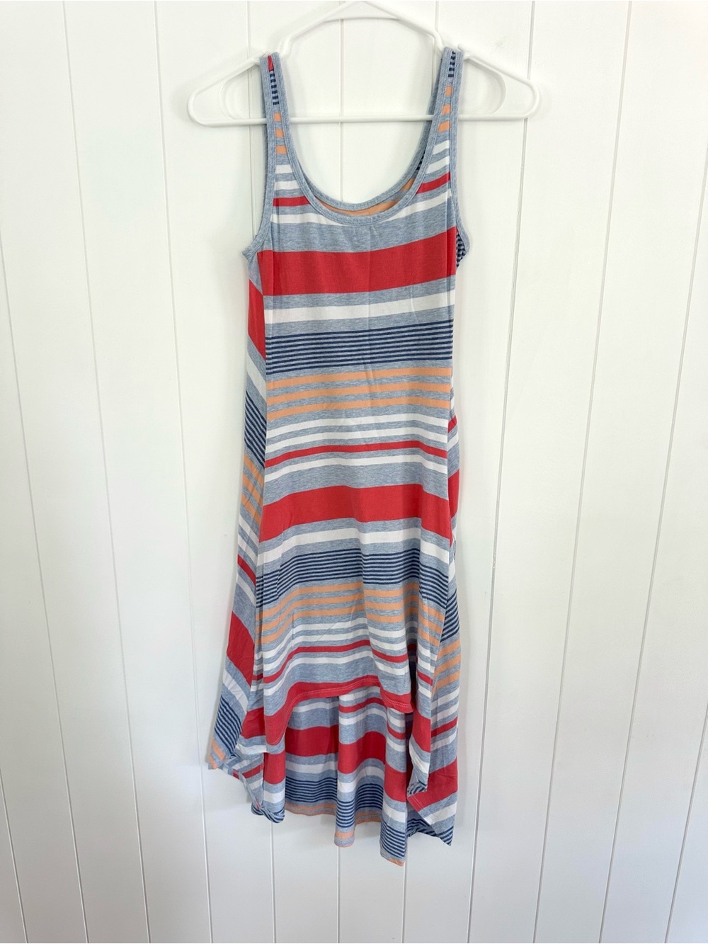Marc New York Striped Tank Hi-Low Dress  Red, Blue & Orange